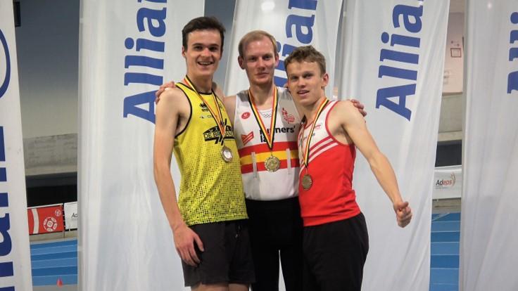 Kobe Hermans als derde op het podium van de 1500m Beloften. Kobe Hermans als derde op het podium van de 1500m Beloften.